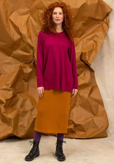 “Ellen” striped/solid-colour organic cotton/modal jersey tunic - red cabbage