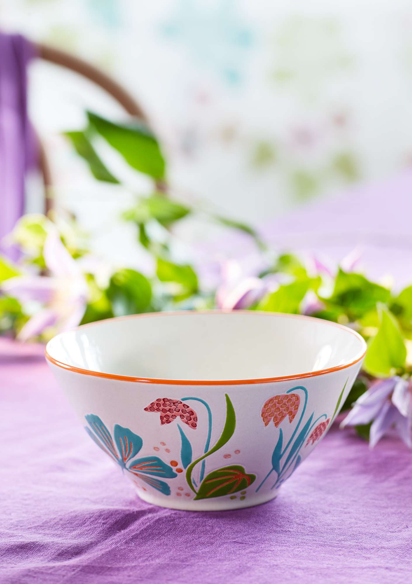 “Ängslilja” ceramic bowl ecru/multicoloured