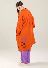 “Hinata” woven organic cotton/linen dress - grapefruit