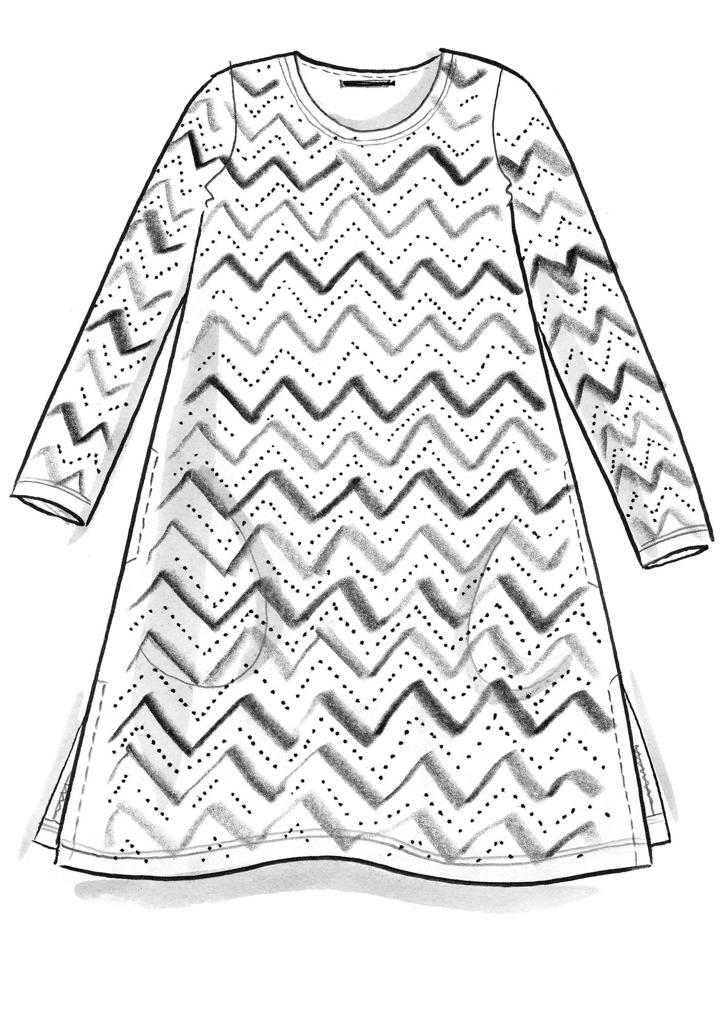 “Zigzag” jersey tunic in organic cotton/modal