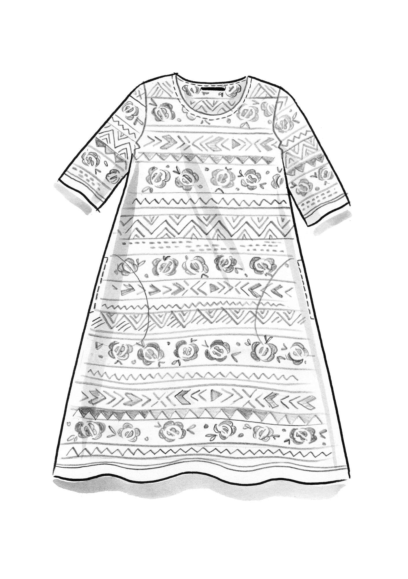 Tricot jurk  Guatemala  van biologisch katoen/modal nachtblauw