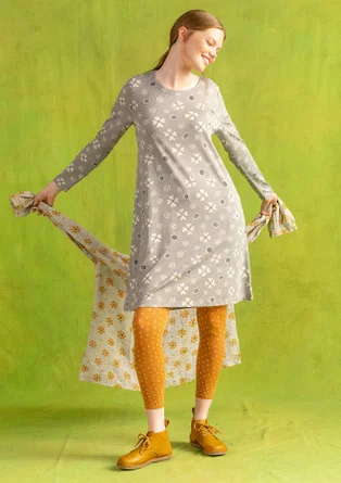 Tunique "Iris" en coton biologique/modal - gris éléphant/motif