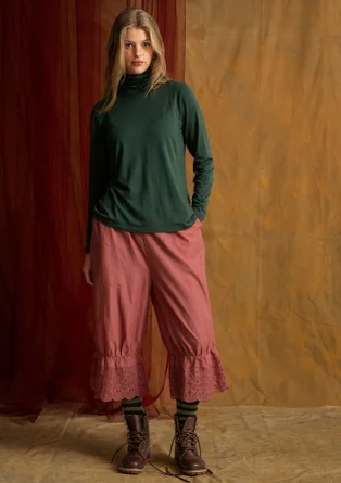 Pantalon brodé "Minal" en coton biologique - rouge sourd