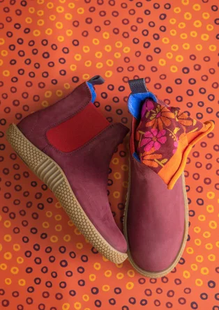 Elastic-sided boots made of nubuck - burgundy