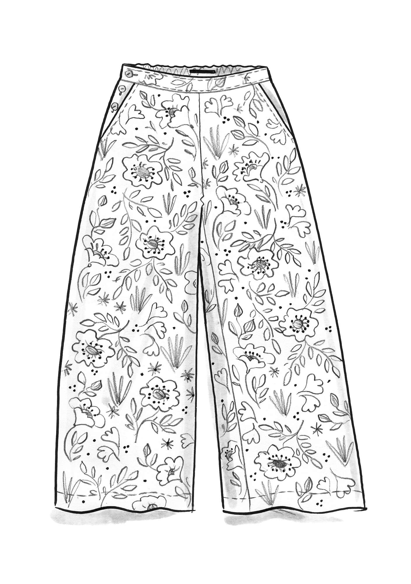 Pantalon  Primavera  en tissu de lin/modal noir