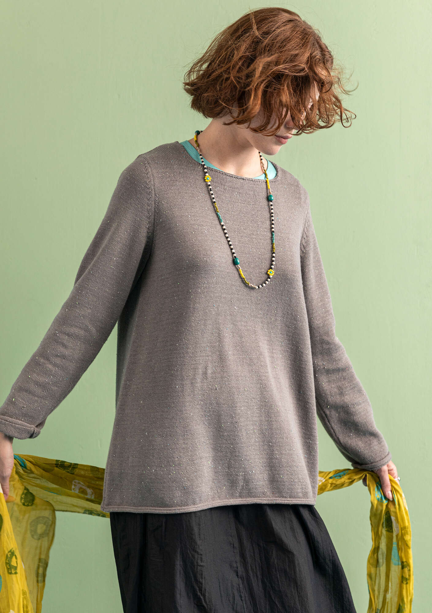 “Alfrida” sweater in recycled and organic cotton iron grey thumbnail