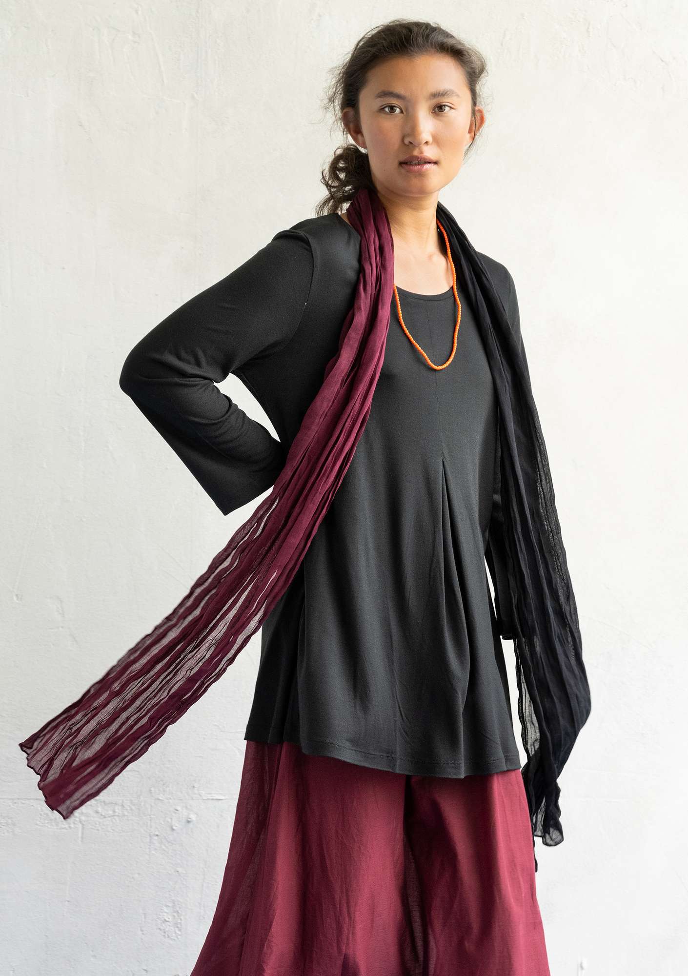 Tunique en jersey de modal/soie noir thumbnail