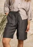 Vevd shorts i lin (svart S)