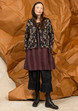 Florale Strickjacke „Hillevi“ aus Bio-/Recycling-Baumwolle - schwarz