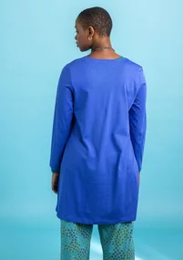 “Oriana” organic cotton/modal jersey tunic - brilliant blue