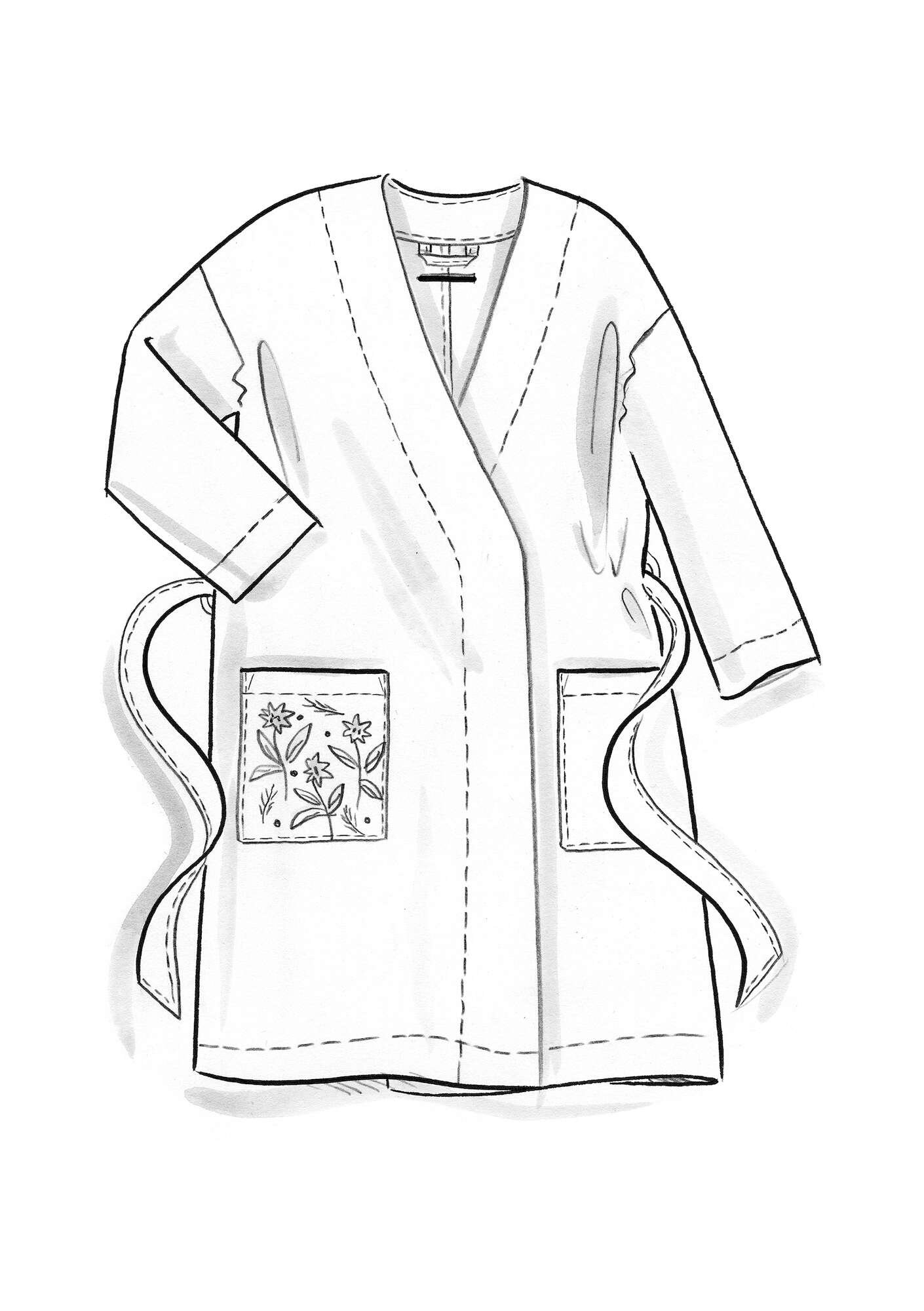“Tuvstarr” woven kimono in linen pine