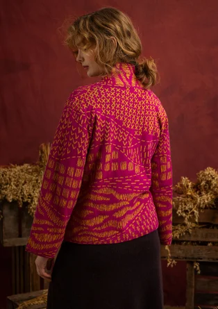“Fields” patterned organic cotton sweater - cerise