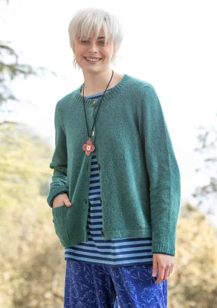 Strickjacke aus Alpakawollgemisch - pfauengrün