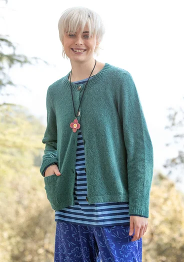 Strickjacke aus Alpakawollgemisch - pfauengrün