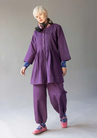Cotton/linen harem trousers - storm purple