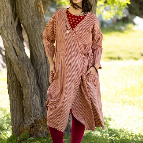 Webkleid „Rose hip“ aus Bio-Baumwolle - henna