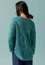 Linen/recycled linen pointelle sweater aqua green thumbnail