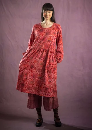 Robe à motif "Ada" en coton biologique/modal - brique