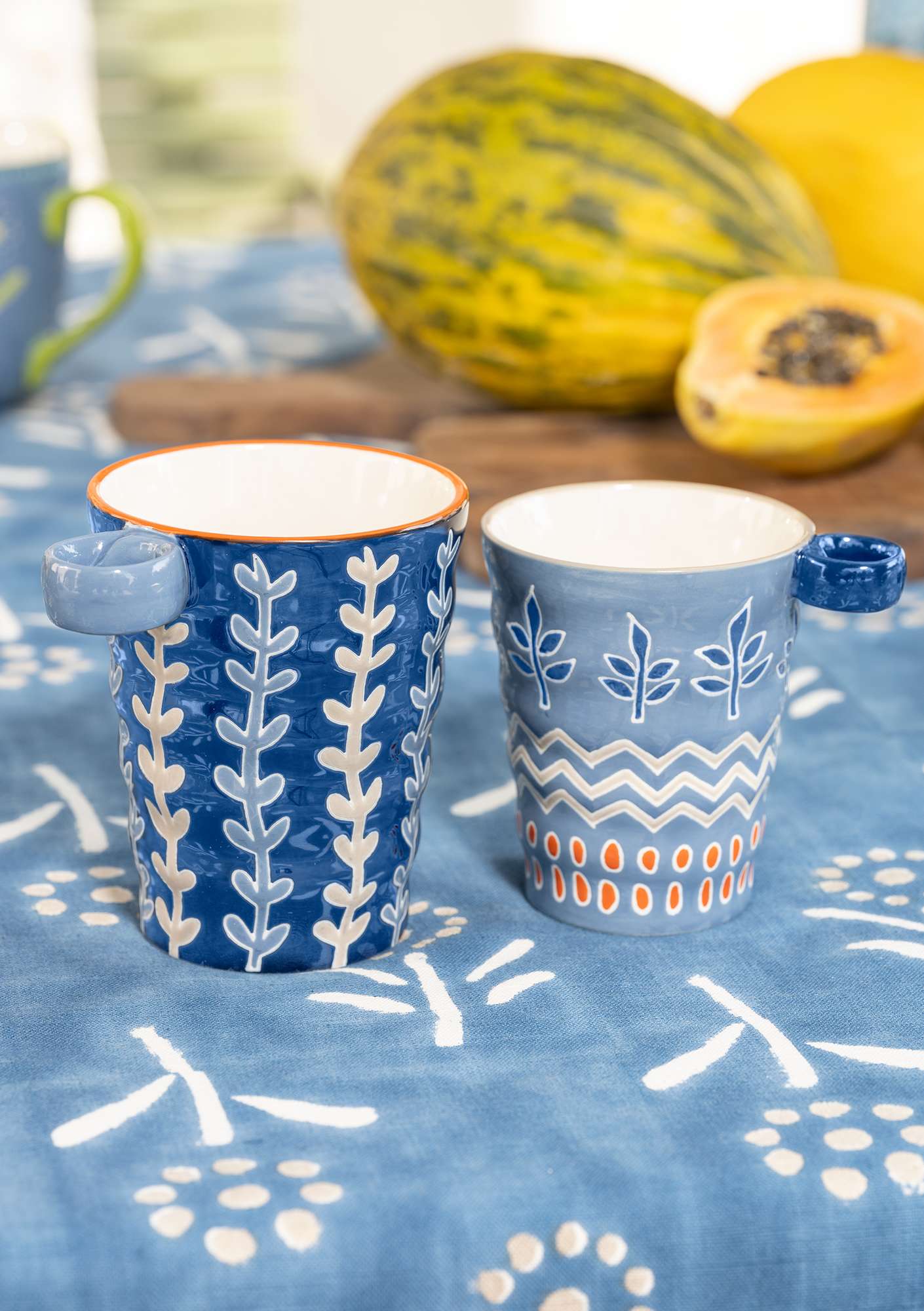 “Caramel” ceramic mug, 2-pack porcelain blue