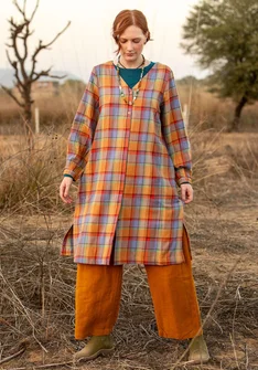 Vävd klänning "Skagen" i ekologisk bomull - bränd sienna