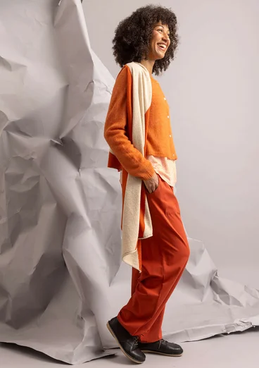 Gilet sans manches "Ray" en maille de laine d'agneau mélangée - orange brûlée/sable clair