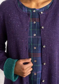 Lambswool blend coatigan - blackberry/melange