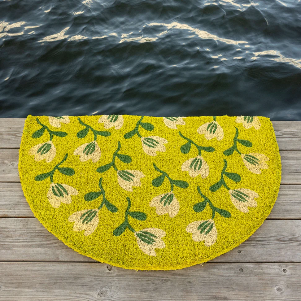 “Wildflower” coir doormat - lime green