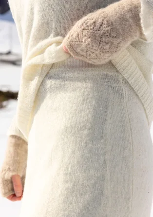 Handstulpen „Forgetmenot“ aus Alpakawollgemisch - kalkstein-melange