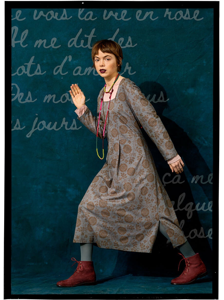 Robe  Piaf  en jersey de coton biologique/lin