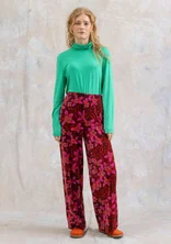 Velours broek "Cornus" van biologisch katoen/gerecycled polyester - rode biet