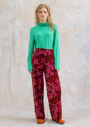 “Cornus” velour pants in organic cotton/recycled polyester - beetroot