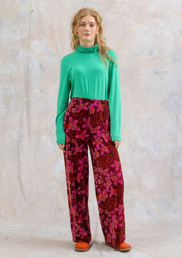 “Cornus” velour pants in organic cotton/recycled polyester - beetroot
