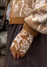 Geblümte Handstulpen „Hildur“ aus Wolle - messing-melange