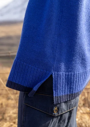 Stricktunika aus Lammwollmischung - tiefblau