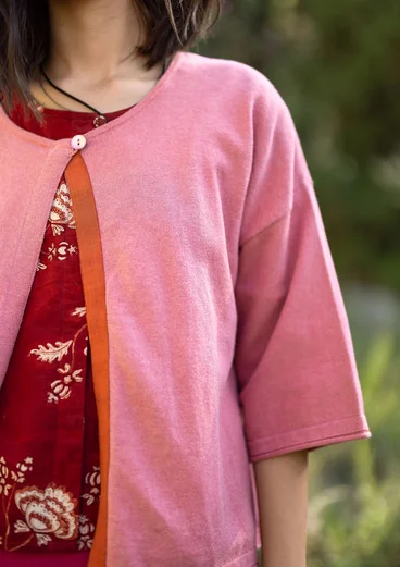 Cardigan in natural dyed organic cotton/wool - cherry blossom