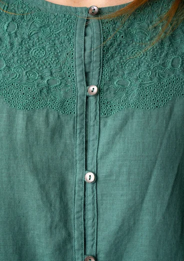 “Amisha” embroidered dress in a woven blend of organic cotton and linen - artemisia