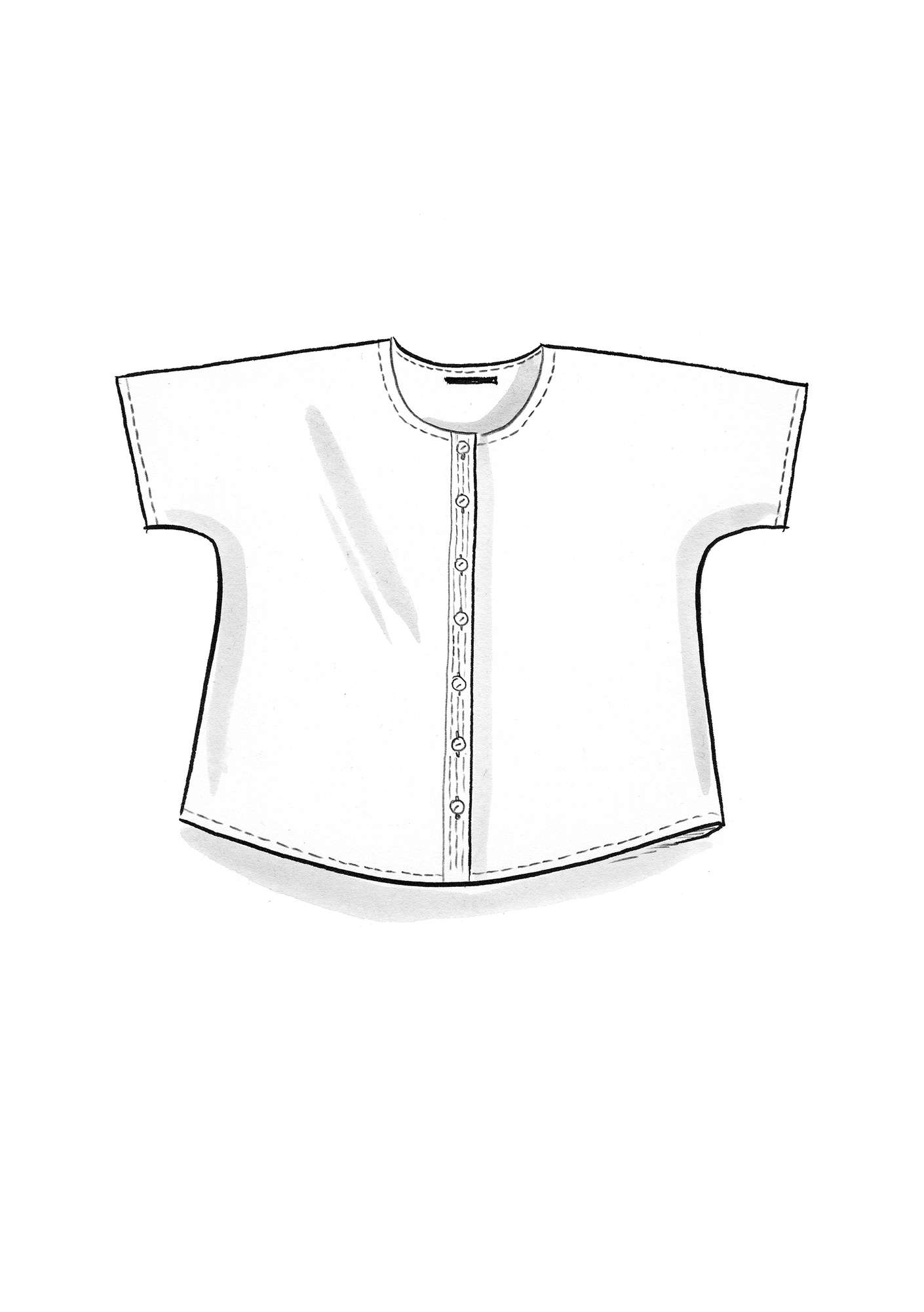 “Zoe” short-sleeve blouse in organic cotton kiwi