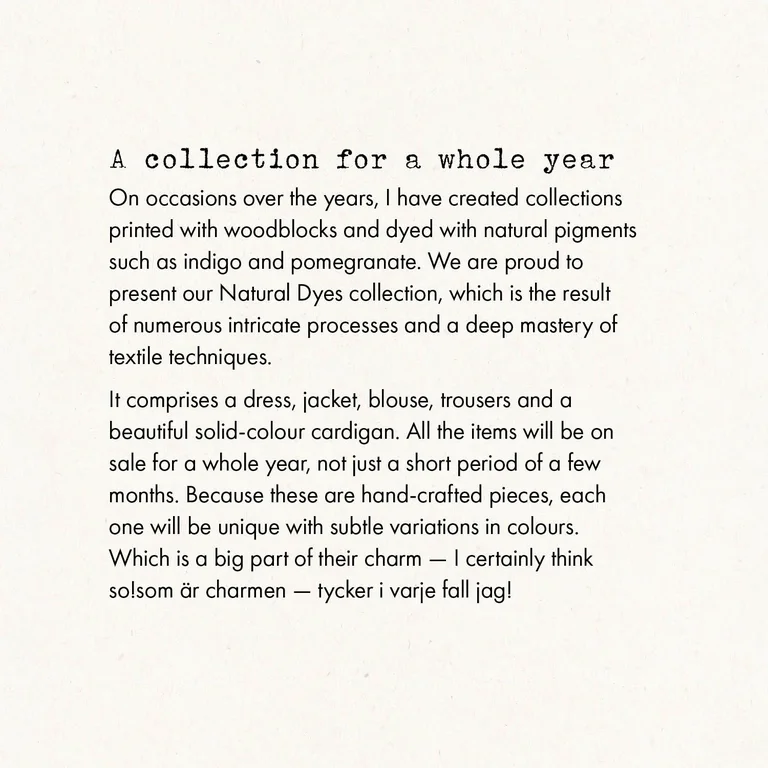 A collage with three different images; one of Gudrun and a woman holding a block printed cloth. An image of a woman standing in the countryside wearing clothes from Gudrun Sjödén and an image of colourful houses on a mountainside. 