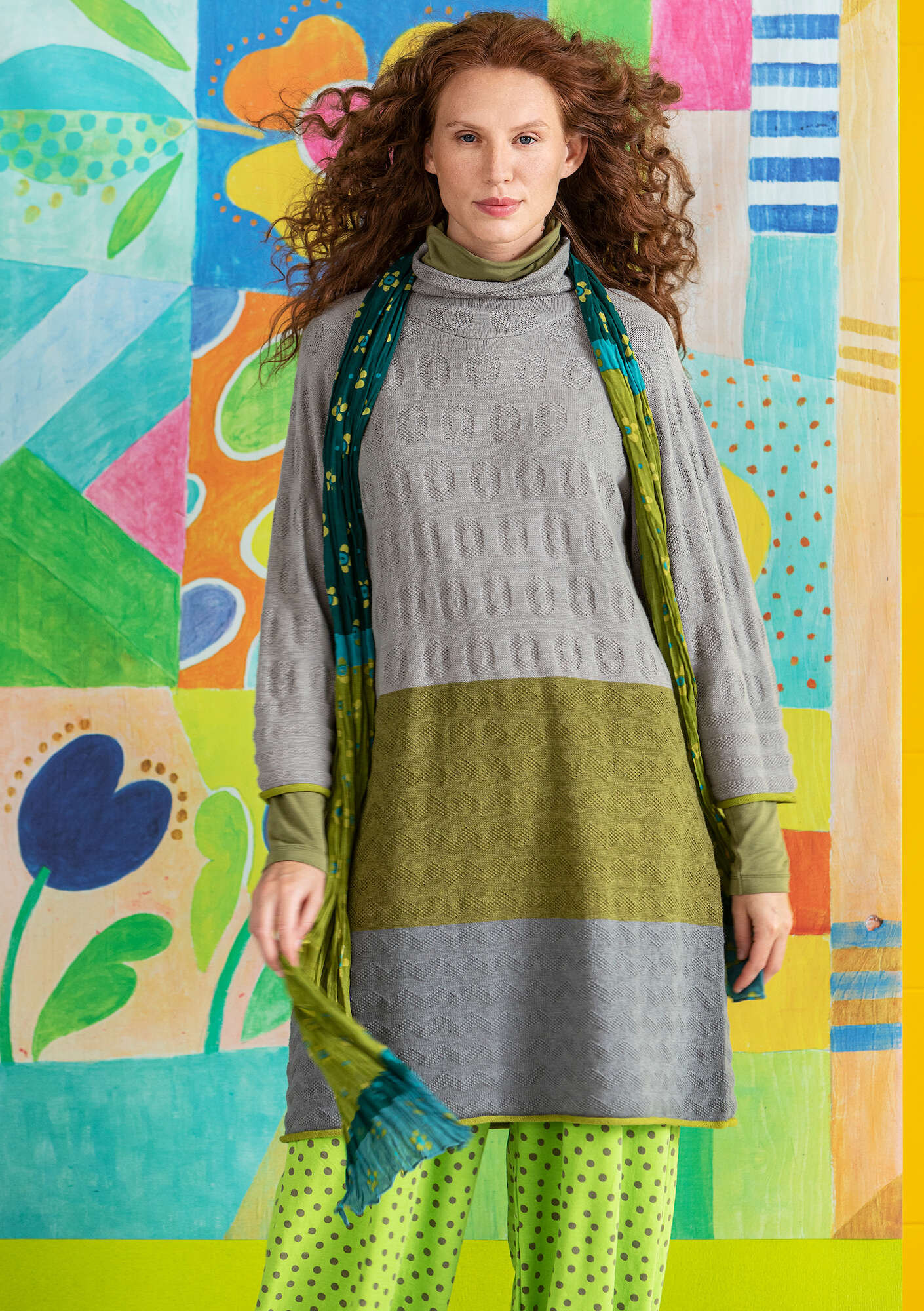 “Rainbow” organic cotton/wool knit tunic  grey thumbnail