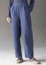 Garment-washed woven linen trousers (ink blue L)