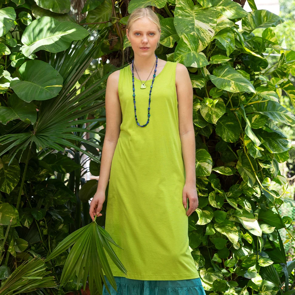 Robe unie en jersey de coton biologique/modal - vert tropical