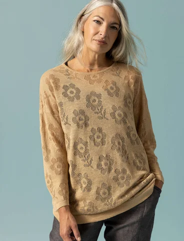 Linen/recycled linen pointelle sweater - havre