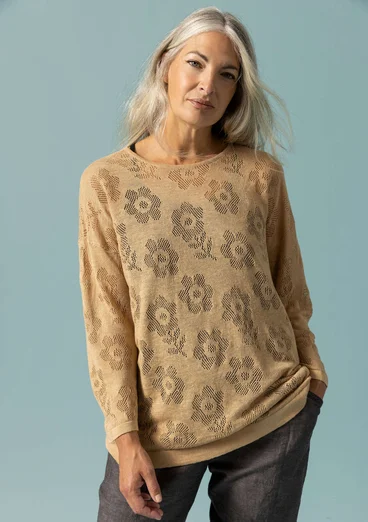 Pointelle sweater in linen/recycled linen -