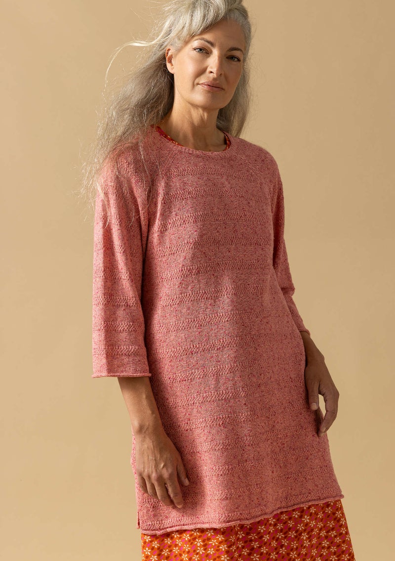 Linen/recycled cotton knit sweater pink opal