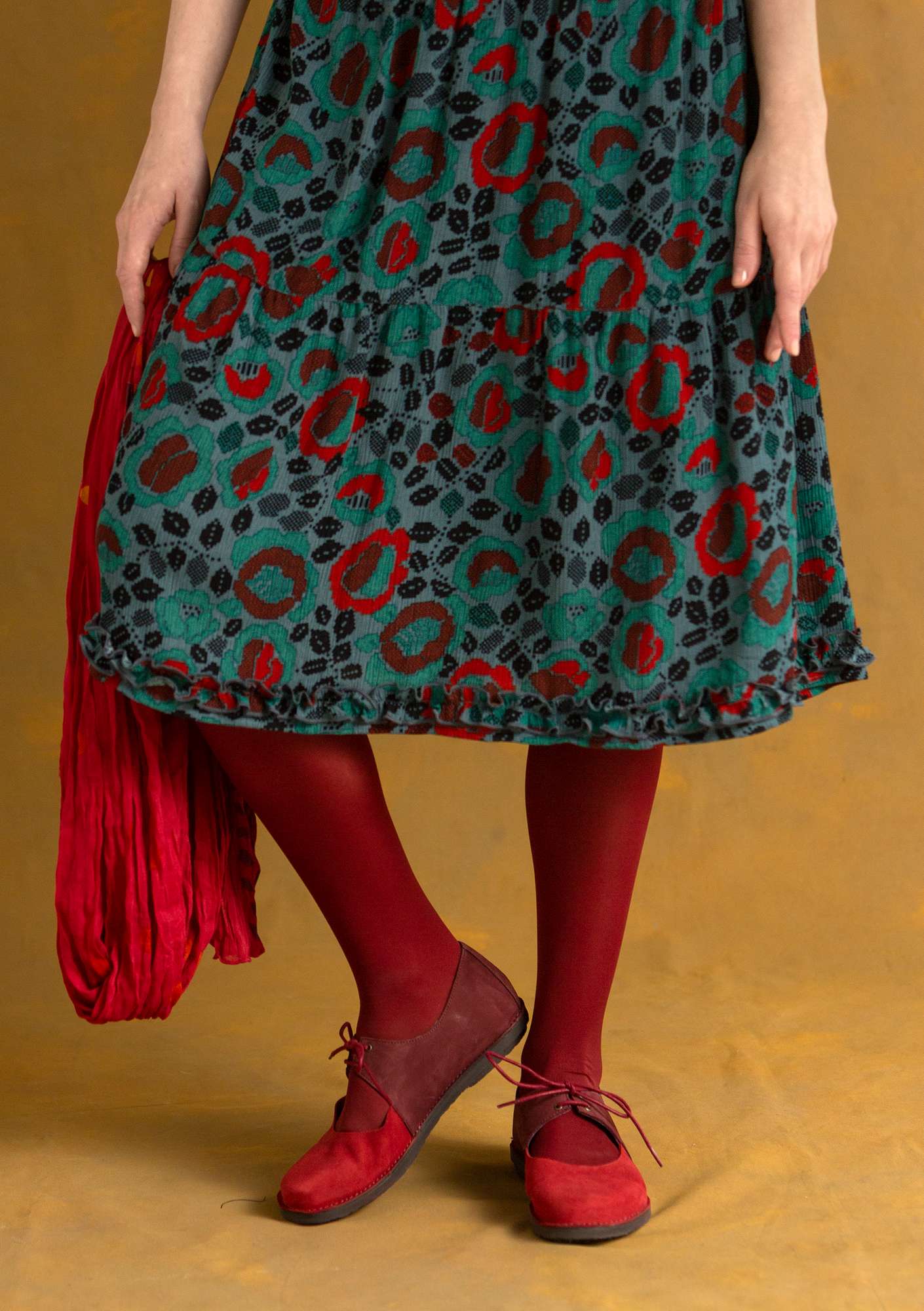 Solid-colour tights agate red