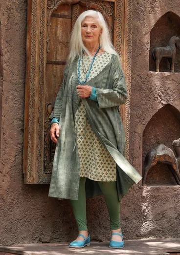 Robe tissée ”Rose hip” en coton biologique - indigo vert