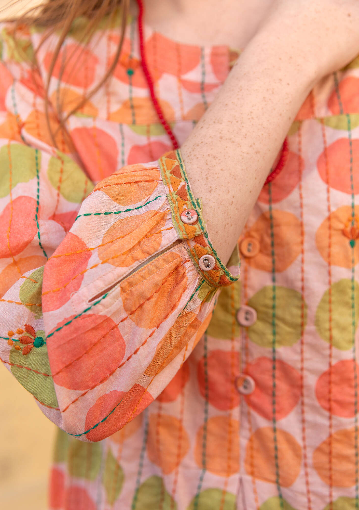 Vevd kjole «Sun» i økologisk bomull dus rosa thumbnail