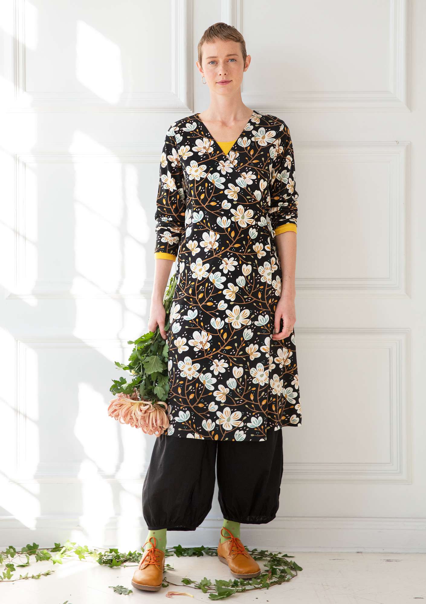 “Magnolia” organic cotton/modal jersey dress black thumbnail