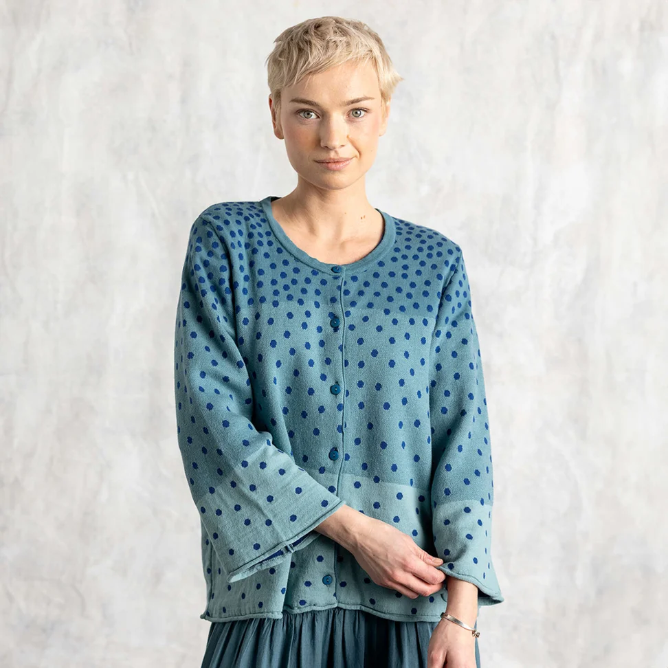 “Siv” cardigan in recycled/organic cotton - verona green