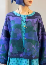 Cardigan "Alaska" i genanvendt uld - mørk indigo